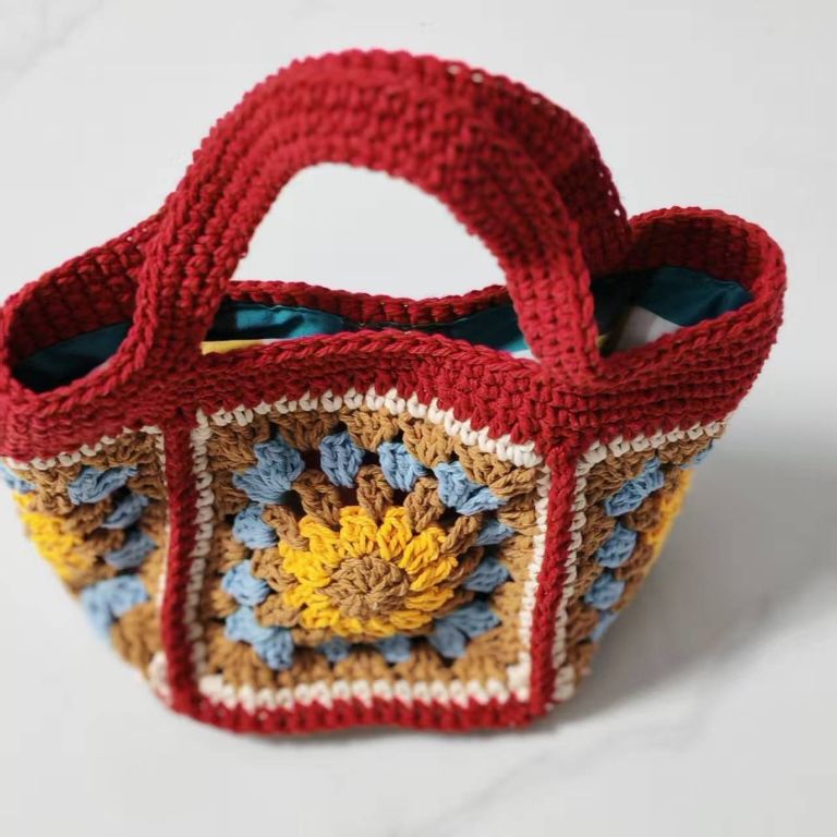 Handmade Crochet Granny Square Handbag – Vintage Floral Crochet Purse, Small & Large Sizes, Multiple Colors, Cotton Yarn Tote - Image 30