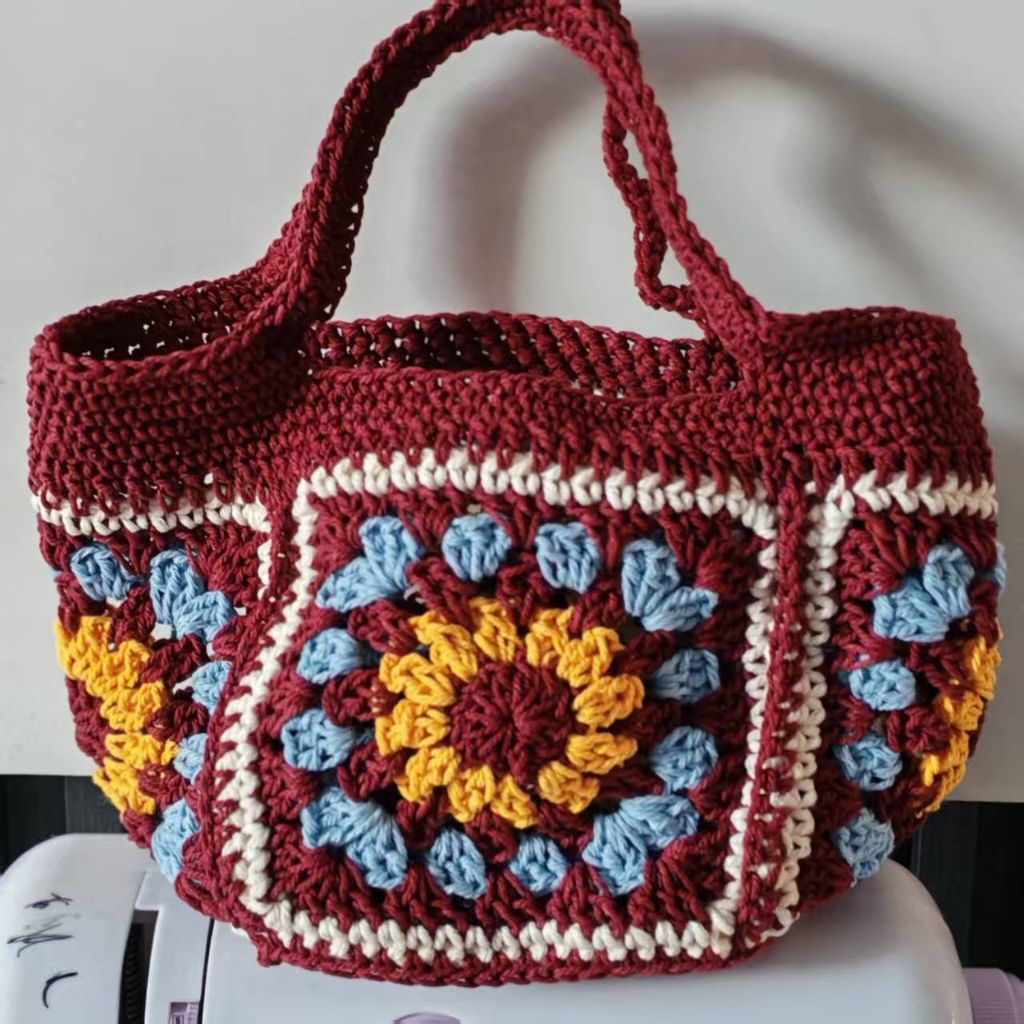 Handmade Crochet Granny Square Handbag – Vintage Floral Crochet Purse, Small & Large Sizes, Multiple Colors, Cotton Yarn Tote - Image 31