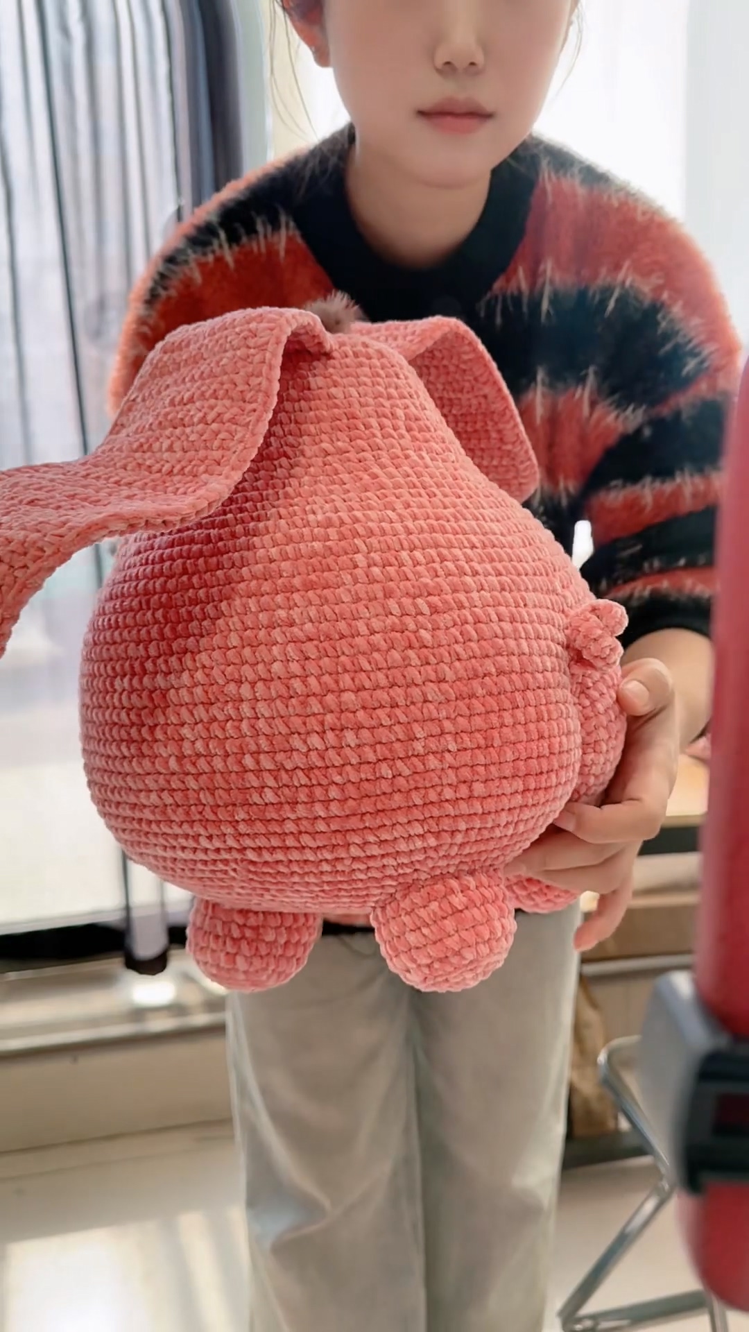 Handmade Crochet Grumpy Pink Pig Plush | Fluffy Anime Inspired Flying Pig Doll - Image 2