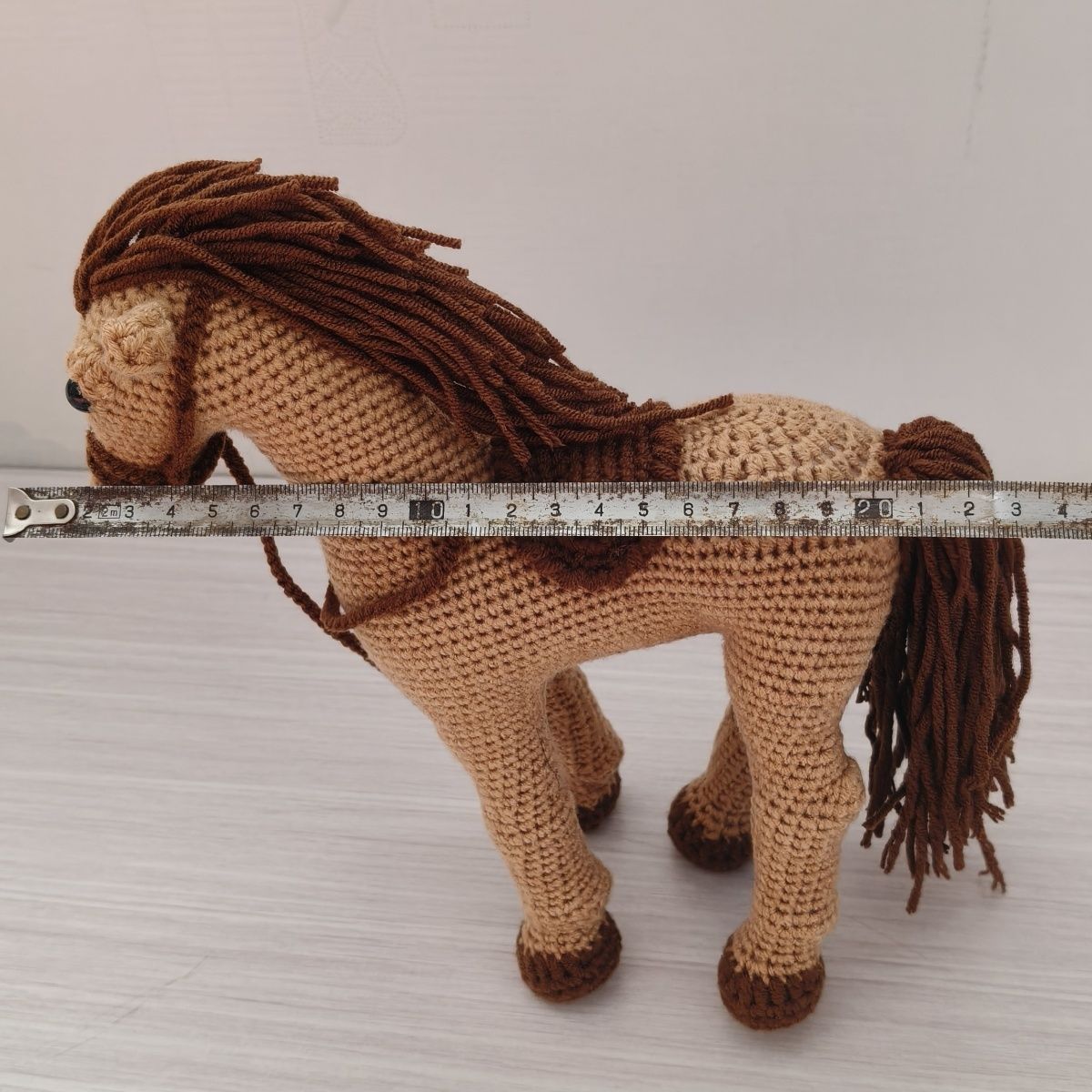 Handmade Crochet Horse Plush | Realistic Knitted Pony Doll with Saddle & Bridle - Image 10