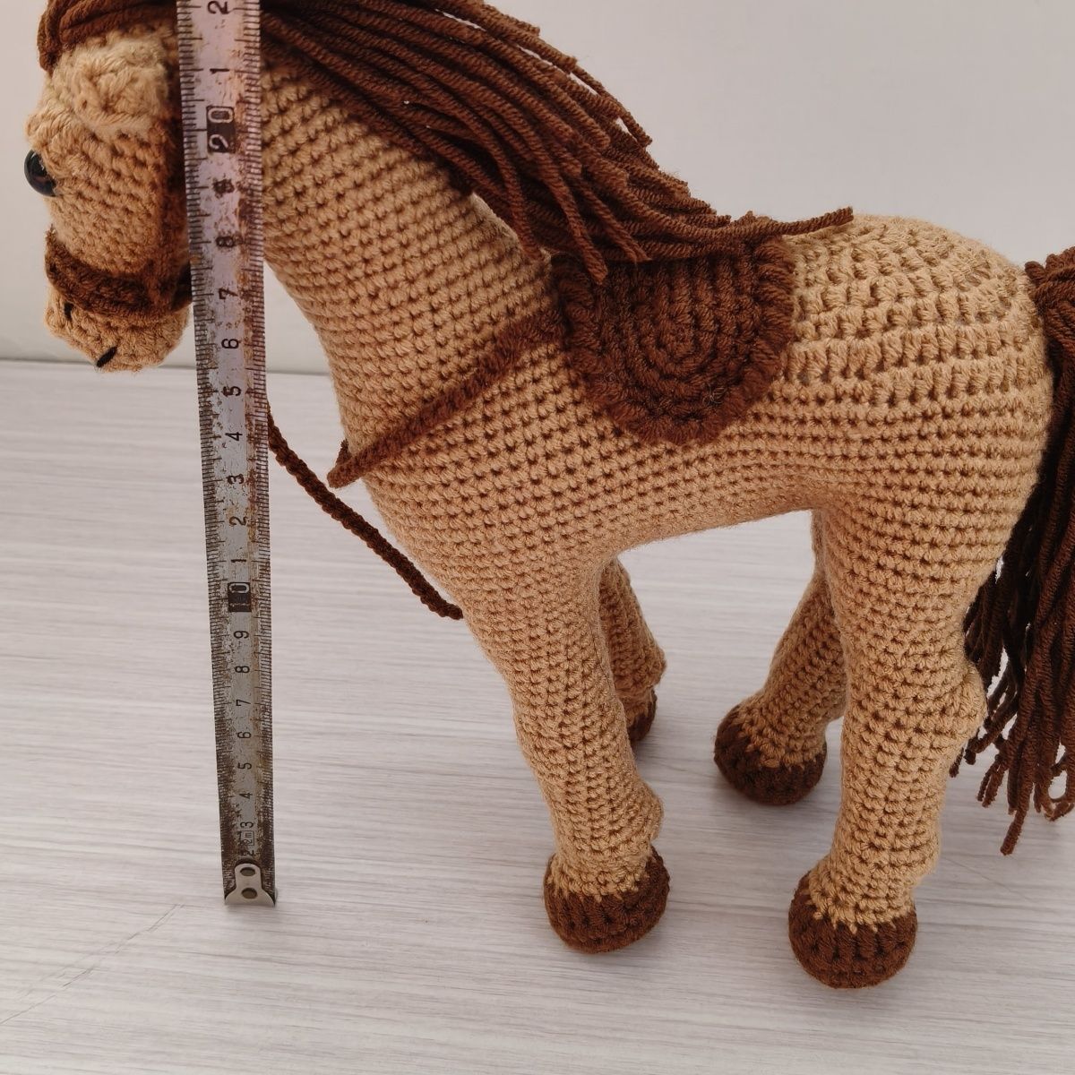 Handmade Crochet Horse Plush | Realistic Knitted Pony Doll with Saddle & Bridle - Image 11