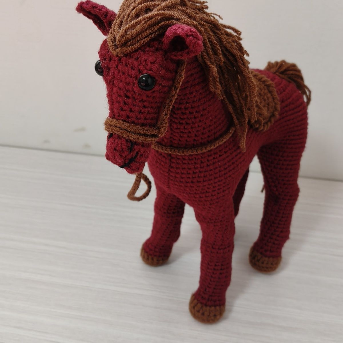 Handmade Crochet Horse Plush | Realistic Knitted Pony Doll with Saddle & Bridle - Image 5