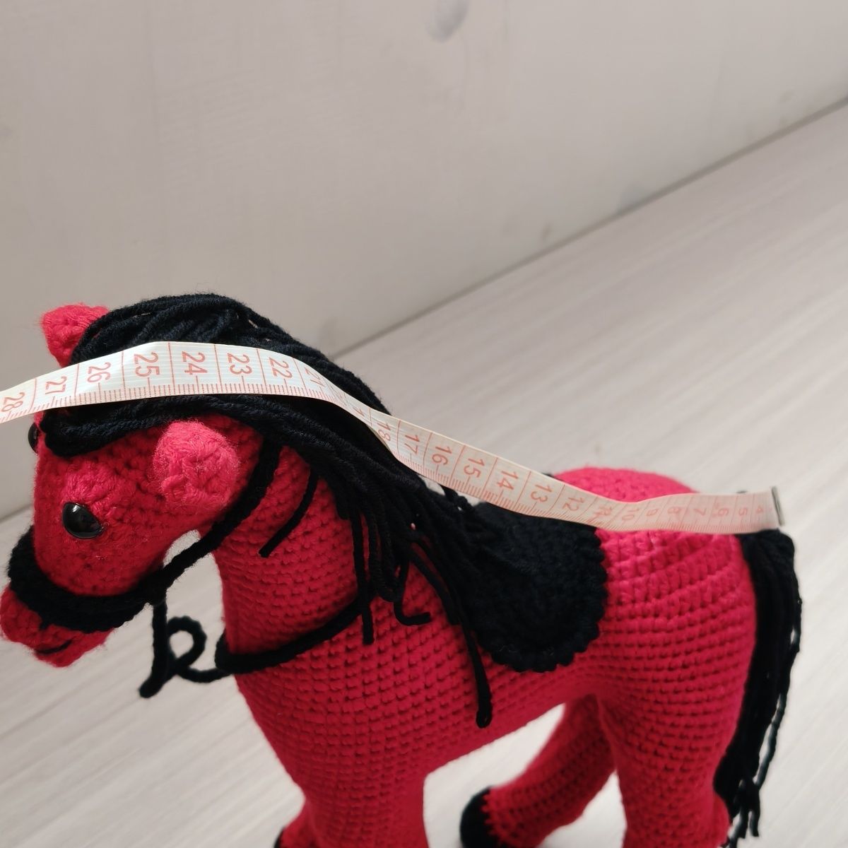 Handmade Crochet Horse Plush | Realistic Knitted Pony Doll with Saddle & Bridle - Image 8