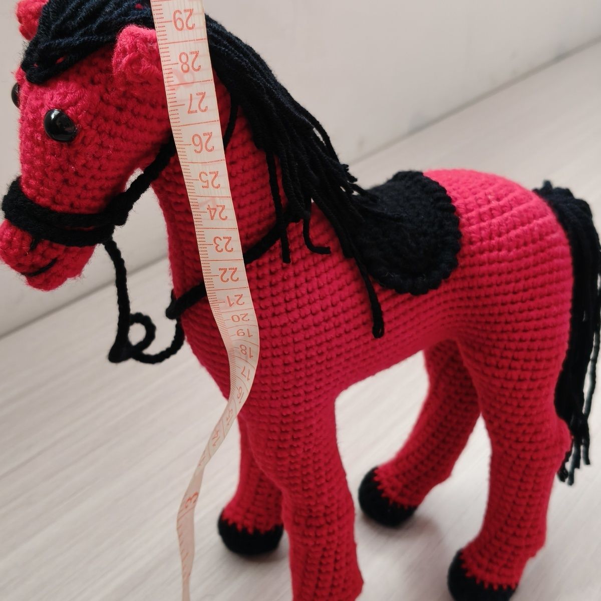 Handmade Crochet Horse Plush | Realistic Knitted Pony Doll with Saddle & Bridle - Image 9