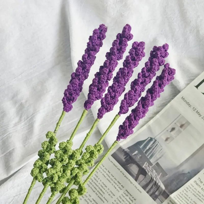 Handmade Crochet Lavender Bouquet – 40cm Purple & Green Forever Flowers, 10 or 20 Stems, Elegant Home Decor Gift - Image 2