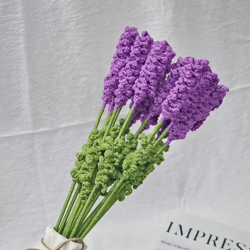 Handmade Crochet Lavender Bouquet – 40cm Purple & Green Forever Flowers, 10 or 20 Stems, Elegant Home Decor Gift - Image 6