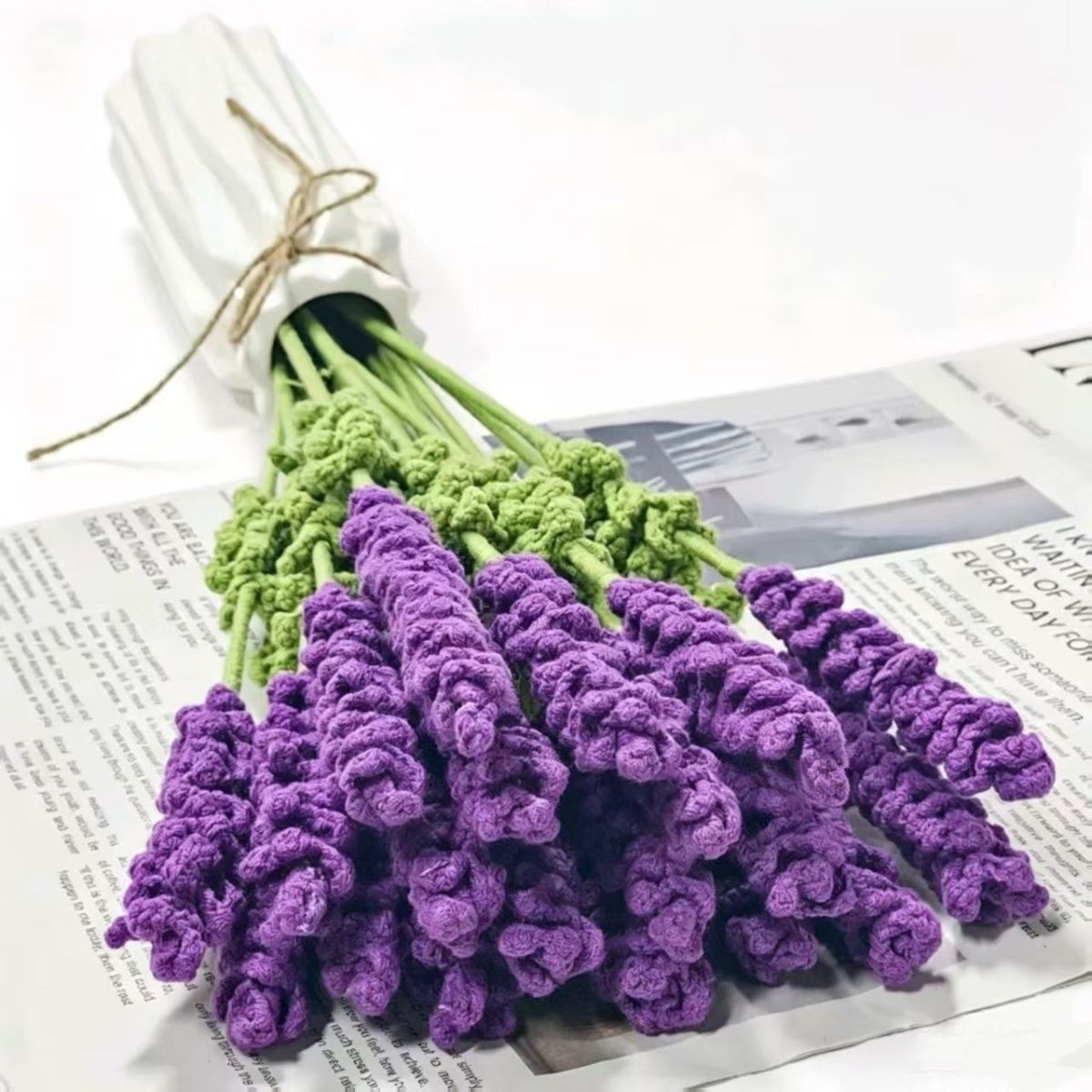 Handmade Crochet Lavender Bouquet – 40cm Purple & Green Forever Flowers, 10 or 20 Stems, Elegant Home Decor Gift - Image 7