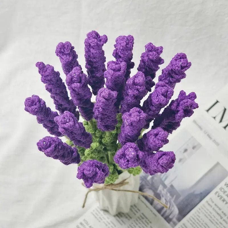 Handmade Crochet Lavender Bouquet – 40cm Purple & Green Forever Flowers, 10 or 20 Stems, Elegant Home Decor Gift - Image 8