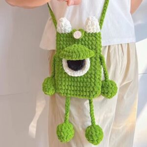 Handmade Crochet Monster Crossbody Bag – Cute One-Eyed Monster Purse with Long Strap