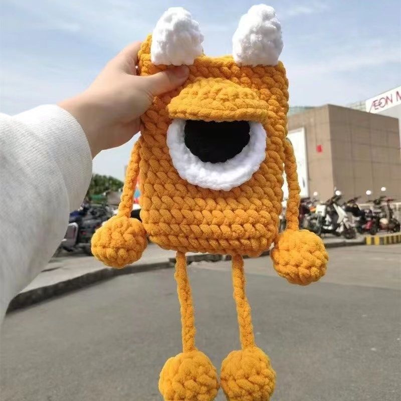 Handmade Crochet Monster Crossbody Bag – Cute One-Eyed Monster Purse with Long Strap - Image 5