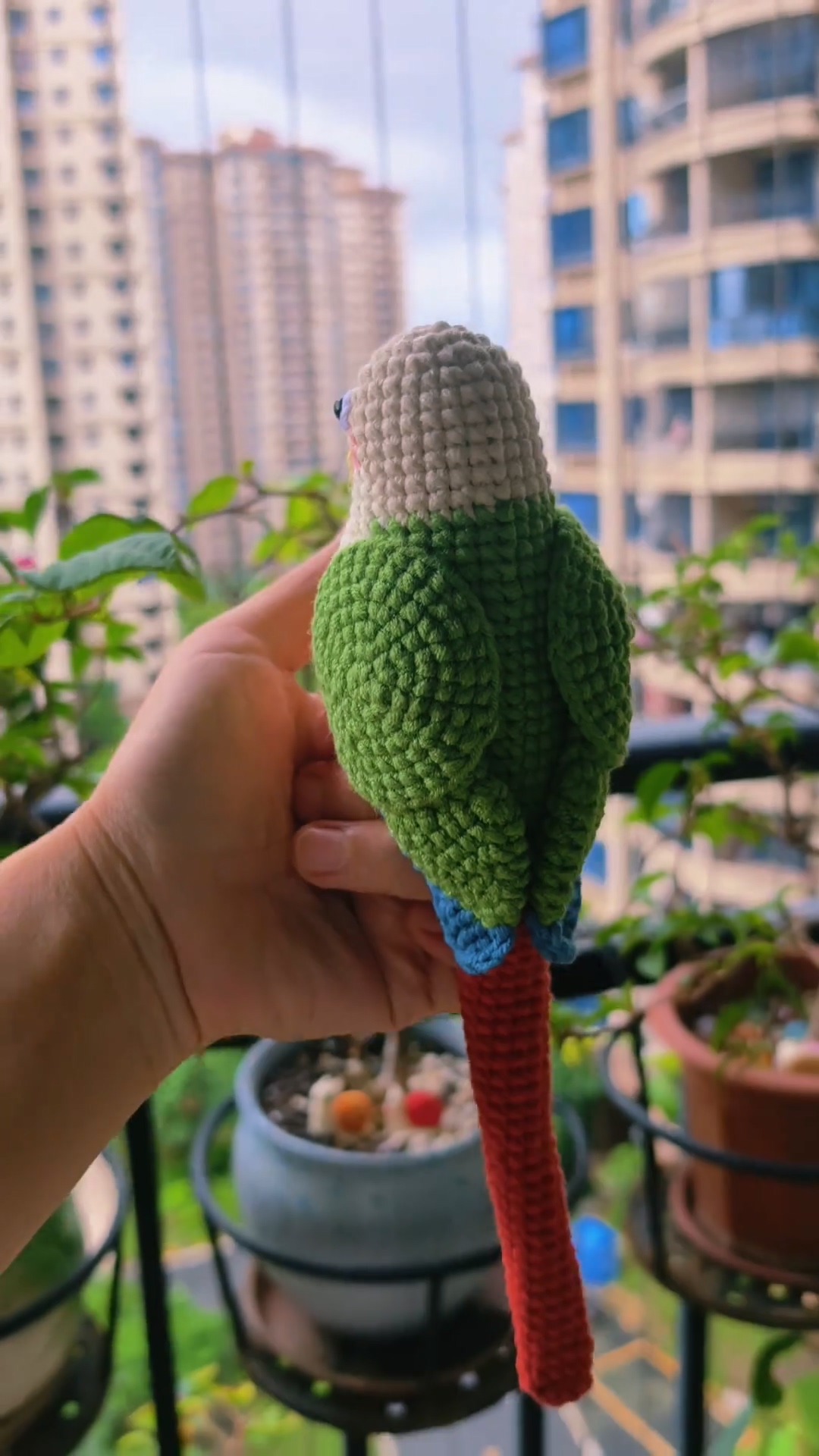 Custom Crochet Pineapple Conure – Handmade Green Cheek Parrot Plush, Small Keychain with Bell or Large Display, Personalized Pet Portrait - Image 5
