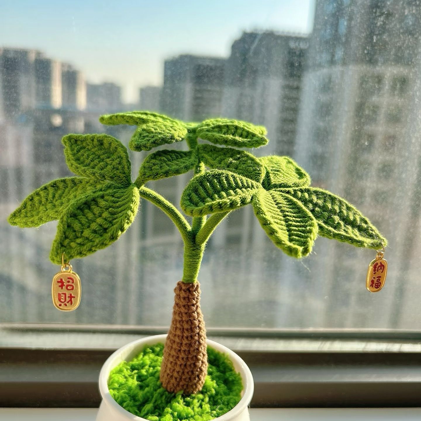 Handmade Crochet Plant | Lucky Money Tree with Fortune Charms - Image 2