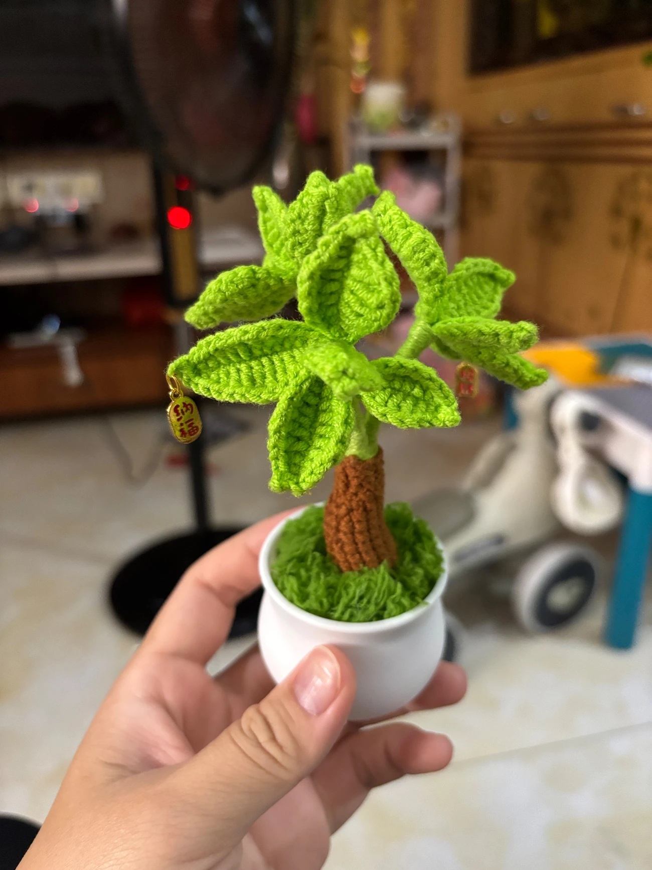 Handmade Crochet Plant | Lucky Money Tree with Fortune Charms - Image 3
