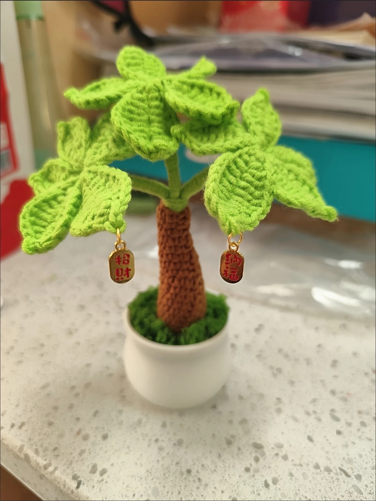 Handmade Crochet Plant | Lucky Money Tree with Fortune Charms - Image 8