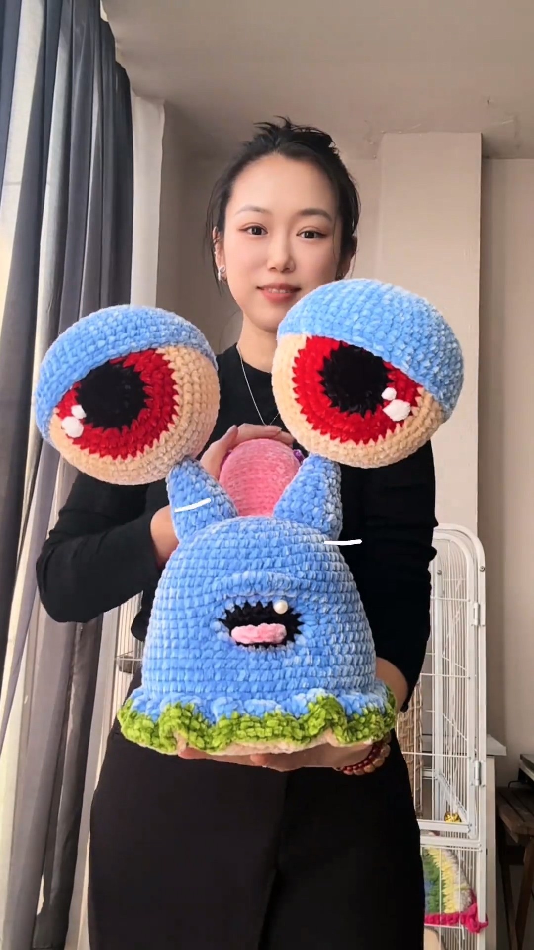 Handmade Crochet Quirky Snail Plush | Unique Blue & Pink Spiral Shell Doll