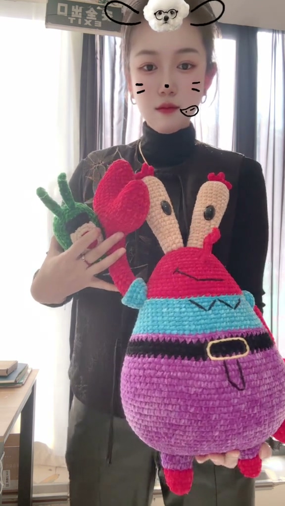 Handmade Crochet One-Eyed Green Alien & Red Crab Boss Plush Set | Quirky Anime Inspired Dolls - Image 2