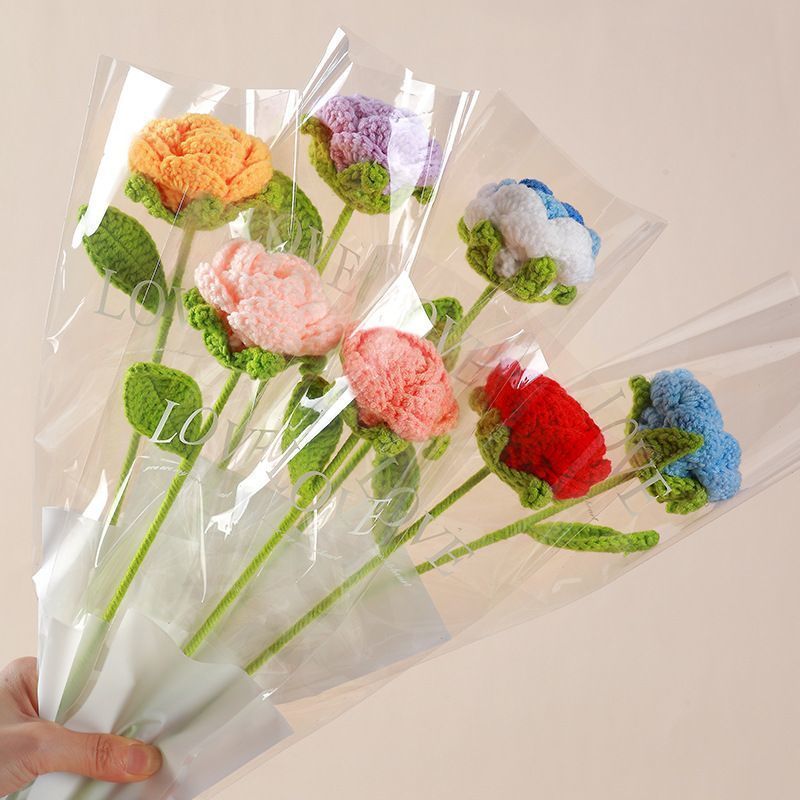 Crochet Rose Bouquet – Handmade Single Stem Flowers with Gift Wrap, Mixed Colors, 6 or 12 Stems, Forever Rose Gift - Image 14