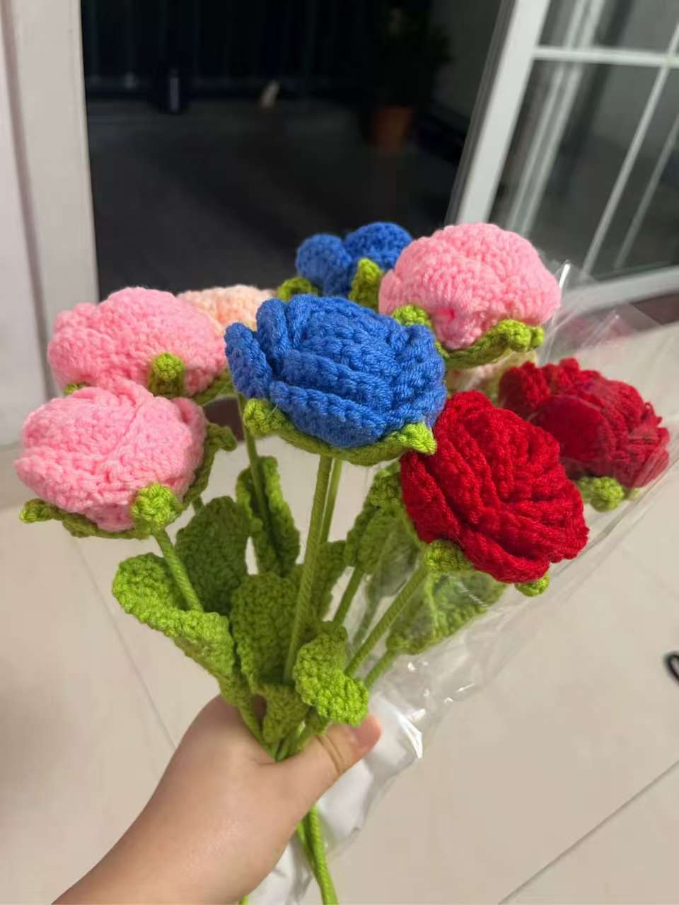 Crochet Rose Bouquet – Handmade Single Stem Flowers with Gift Wrap, Mixed Colors, 6 or 12 Stems, Forever Rose Gift - Image 15