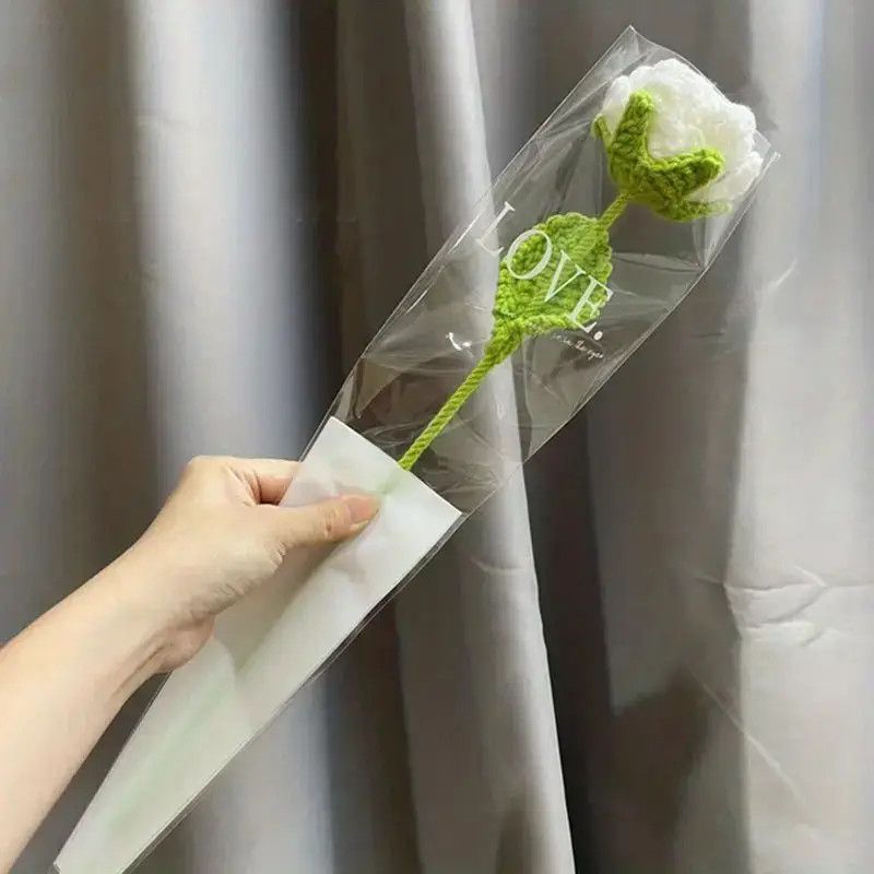 Crochet Rose Bouquet – Handmade Single Stem Flowers with Gift Wrap, Mixed Colors, 6 or 12 Stems, Forever Rose Gift - Image 5