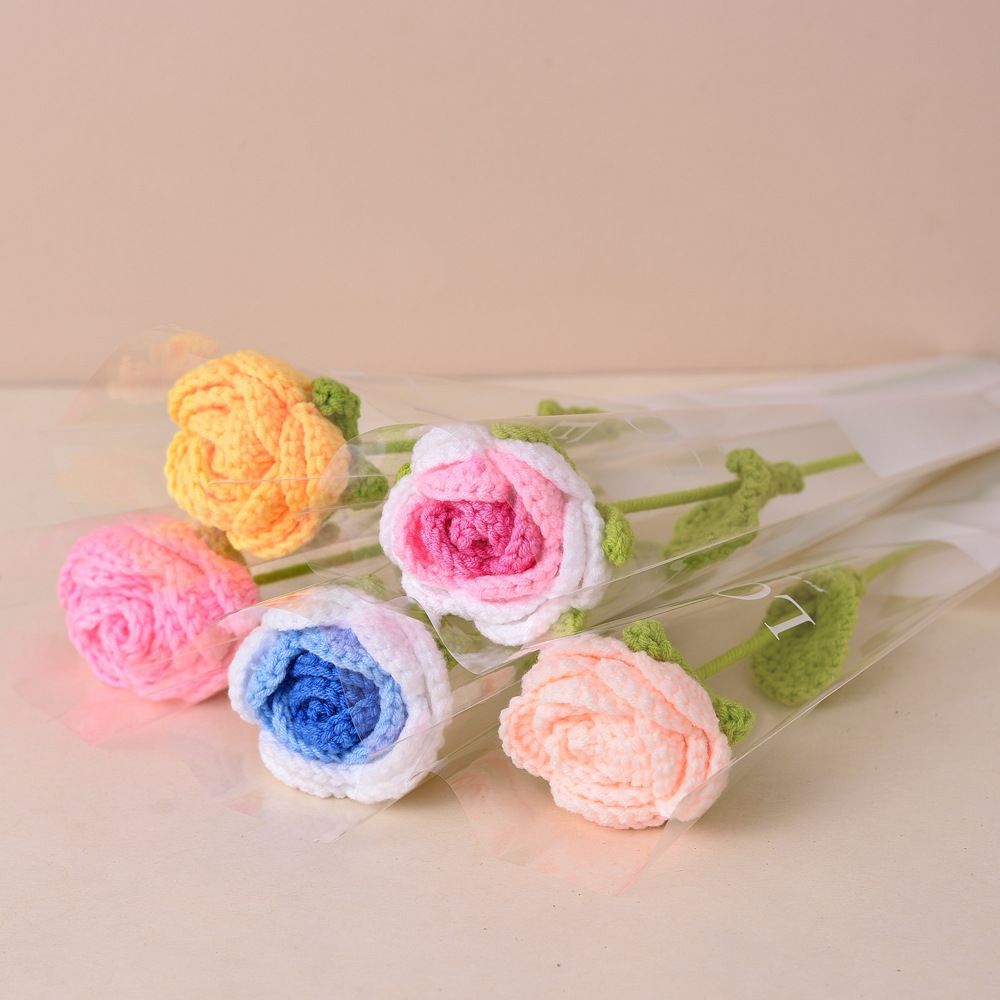 Crochet Rose Bouquet – Handmade Single Stem Flowers with Gift Wrap, Mixed Colors, 6 or 12 Stems, Forever Rose Gift - Image 8