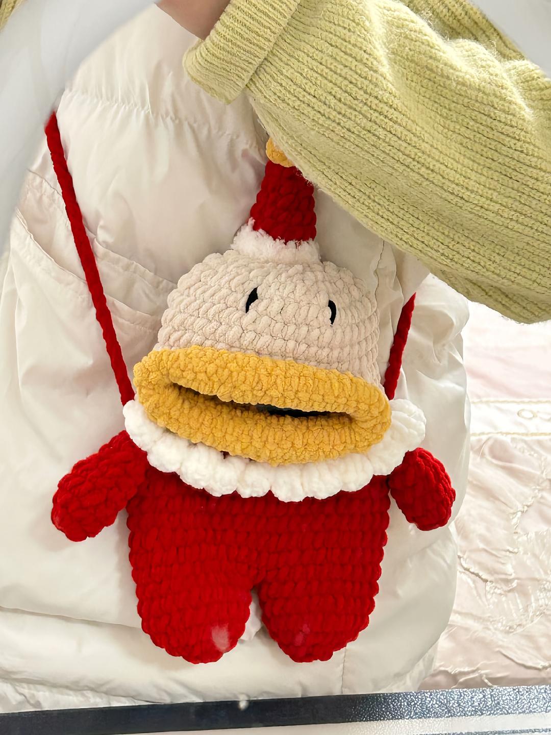 Handmade Crochet Santa Claus Crossbody Bag – Cute Big Mouth Santa Purse with Long Strap, Red, Wine & Green, Christmas Holiday Gift - Image 5