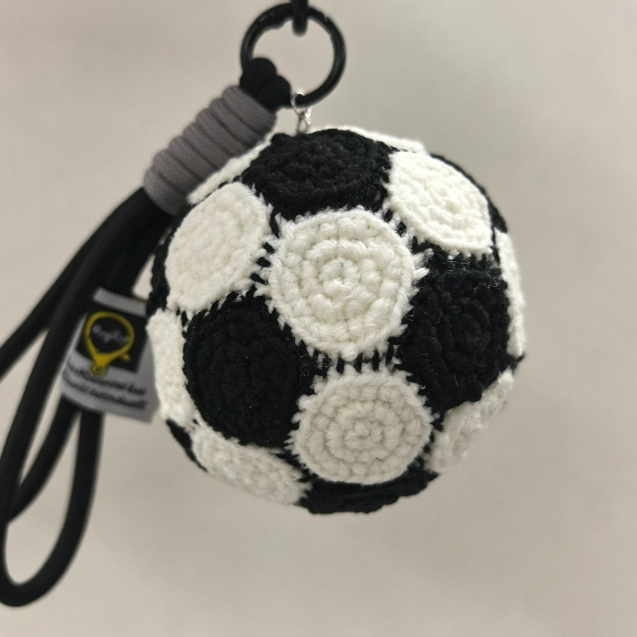 Handmade Crochet Soccer Ball Keychain | Soft Knitted Football Charm