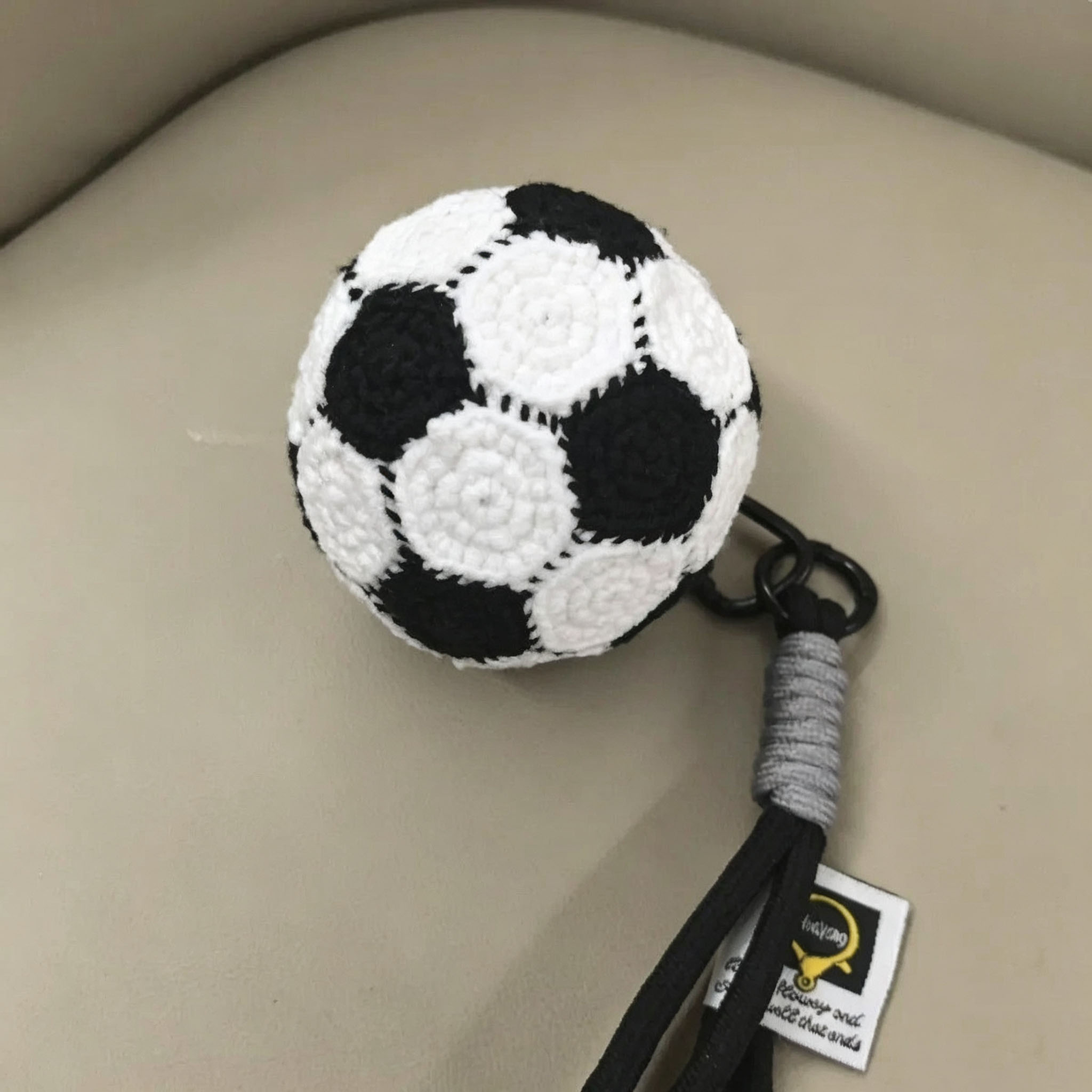 Handmade Crochet Soccer Ball Keychain | Soft Knitted Football Charm - Image 7