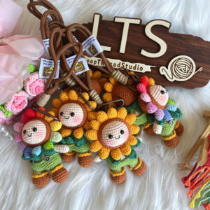 Handmade Crochet Sunflower Doll Keychain | Cute Sunflower Plush Charm
