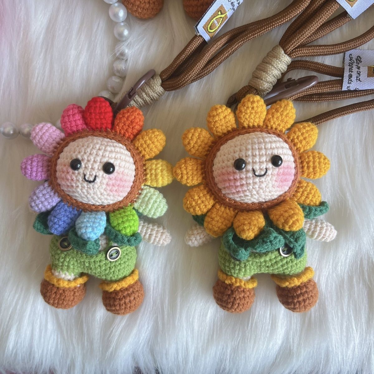 Handmade Crochet Sunflower Doll Keychain | Cute Sunflower Plush Charm - Image 4