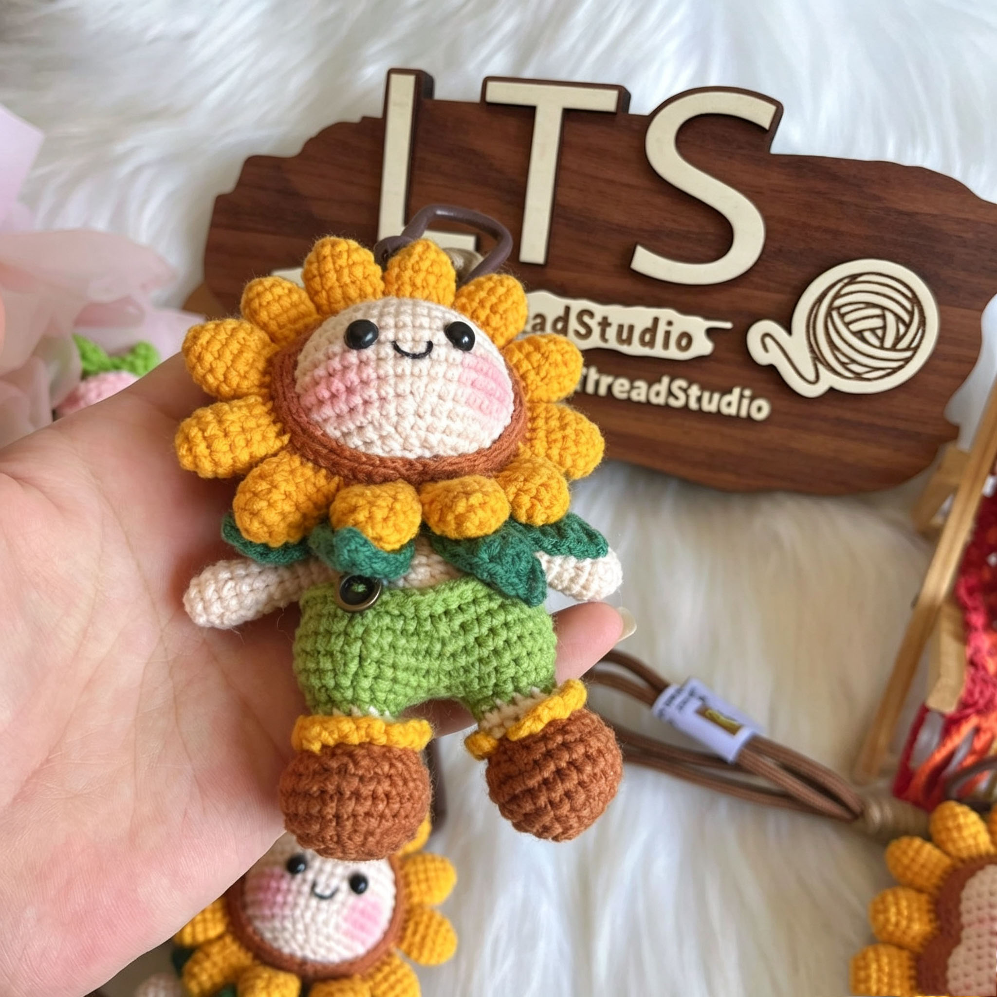 Handmade Crochet Sunflower Doll Keychain | Cute Sunflower Plush Charm - Image 9