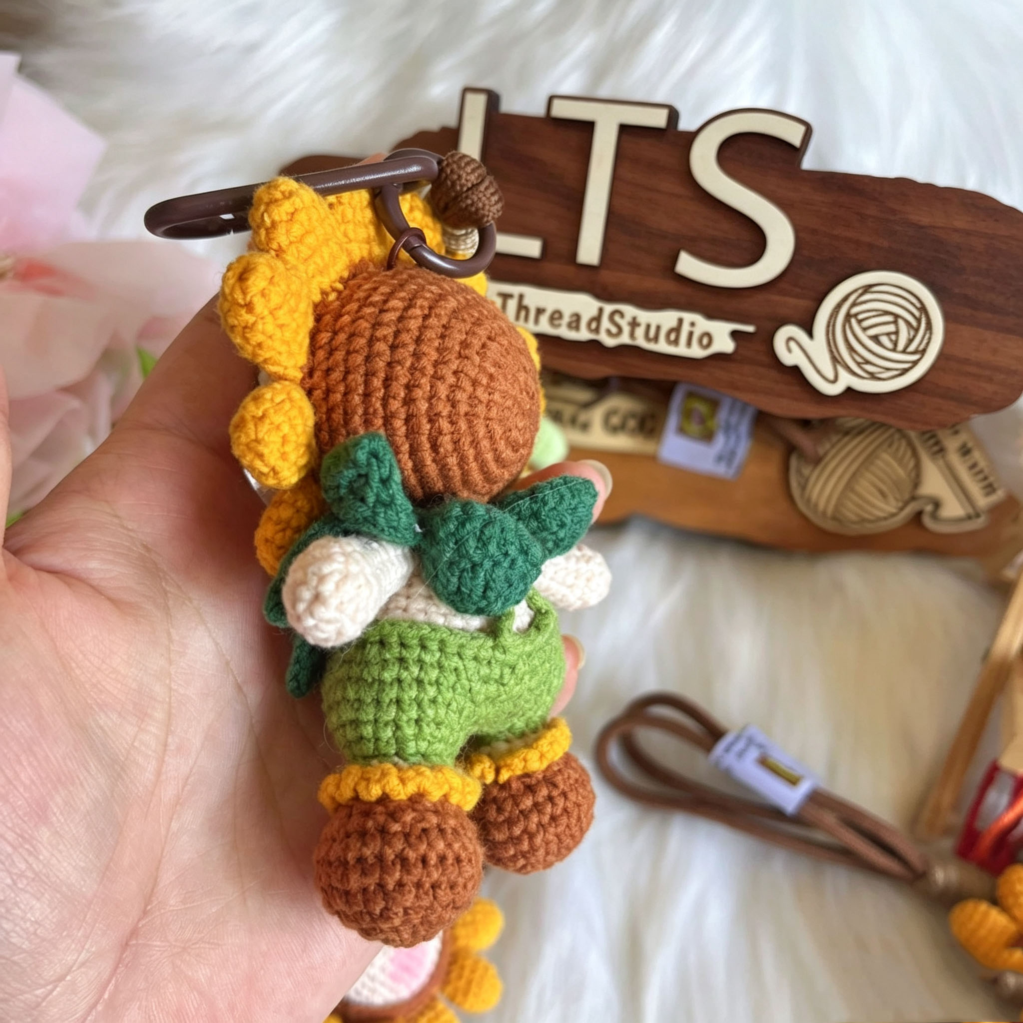 Handmade Crochet Sunflower Doll Keychain | Cute Sunflower Plush Charm - Image 10
