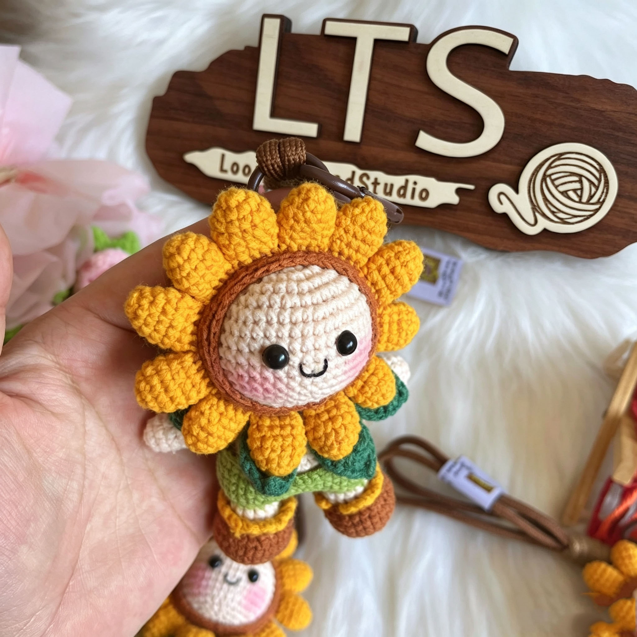Handmade Crochet Sunflower Doll Keychain | Cute Sunflower Plush Charm - Image 11