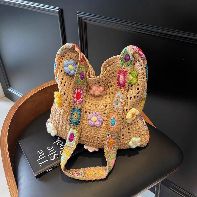 Handmade Crochet Tote Bag | Floral Granny Square Shoulder Bag - Image 2