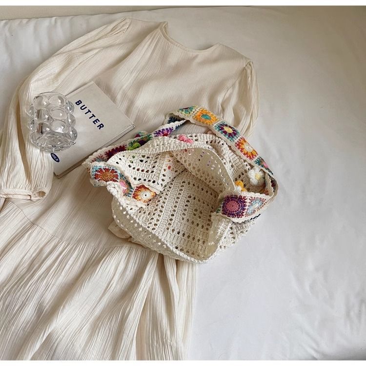 Handmade Crochet Tote Bag | Floral Granny Square Shoulder Bag - Image 3
