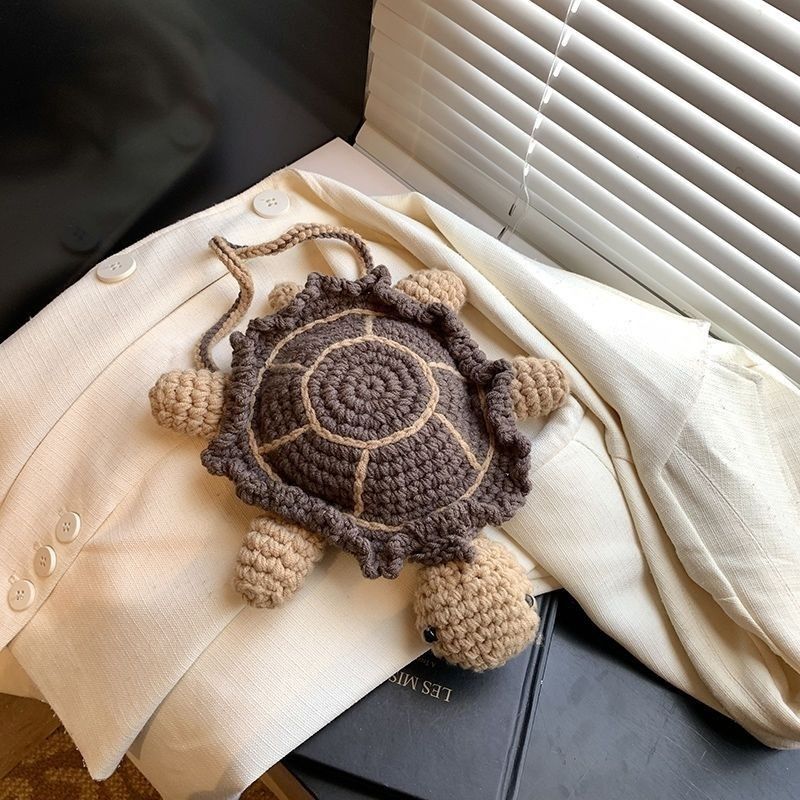 Handmade Crochet Turtle Crossbody Bag | Cute Knitted Tortoise Purse - Image 3