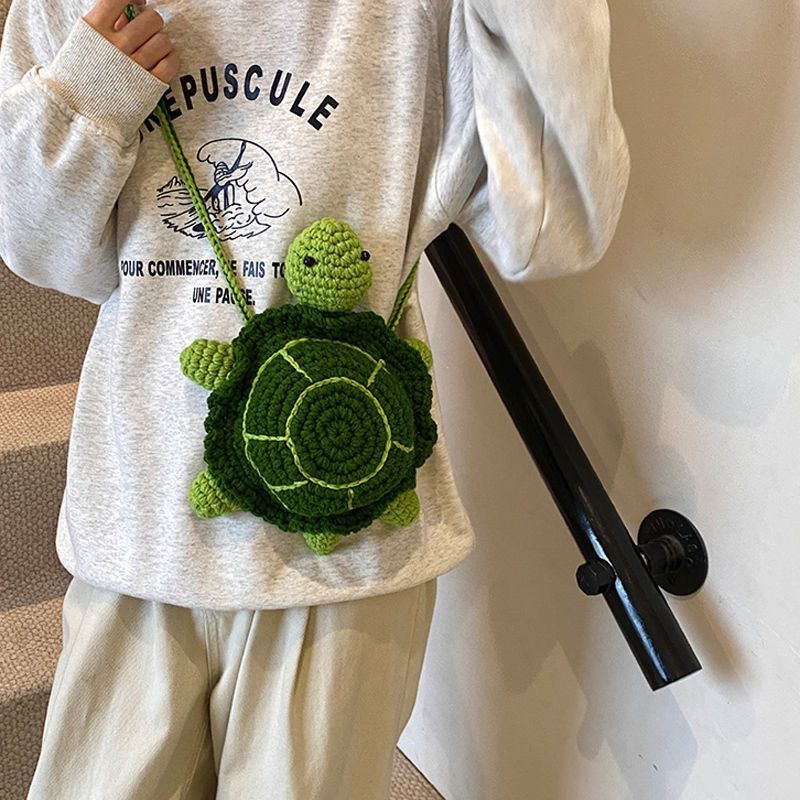 Handmade Crochet Turtle Crossbody Bag | Cute Knitted Tortoise Purse