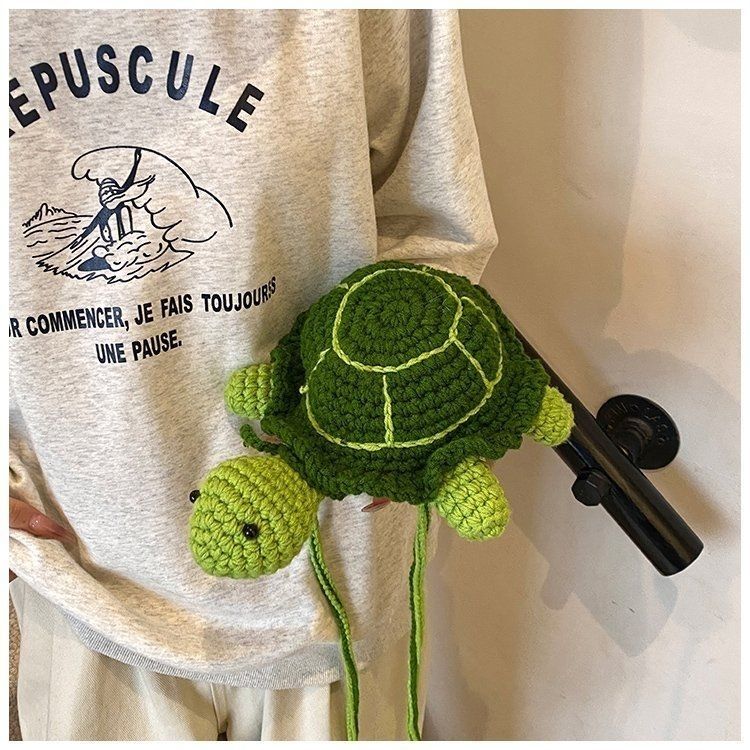 Handmade Crochet Turtle Crossbody Bag | Cute Knitted Tortoise Purse - Image 6