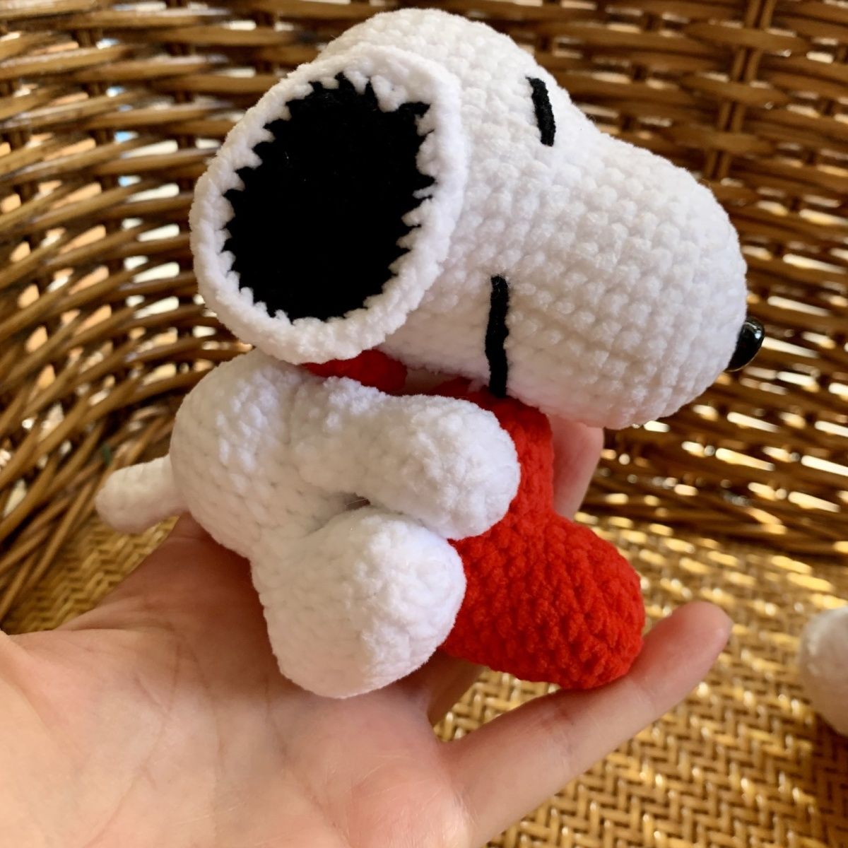 Handmade Crochet White Dog Plush | Cute Cartoon Dog with Red Collar - Image 4