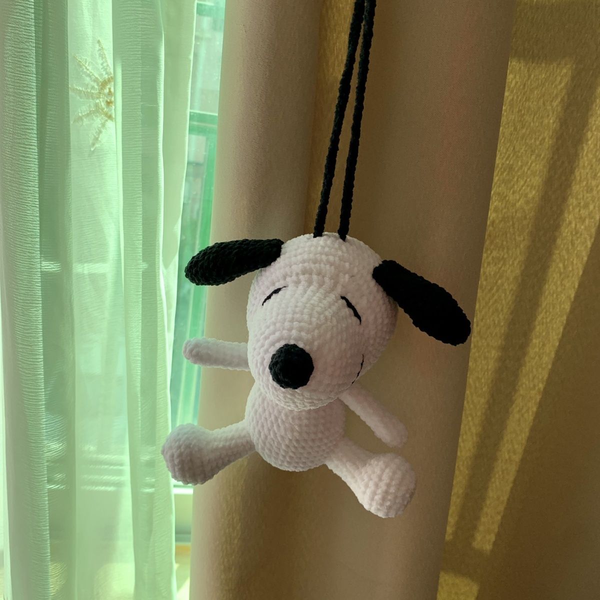 Handmade Crochet White Dog Plush | Cute Cartoon Dog with Red Collar - Image 5