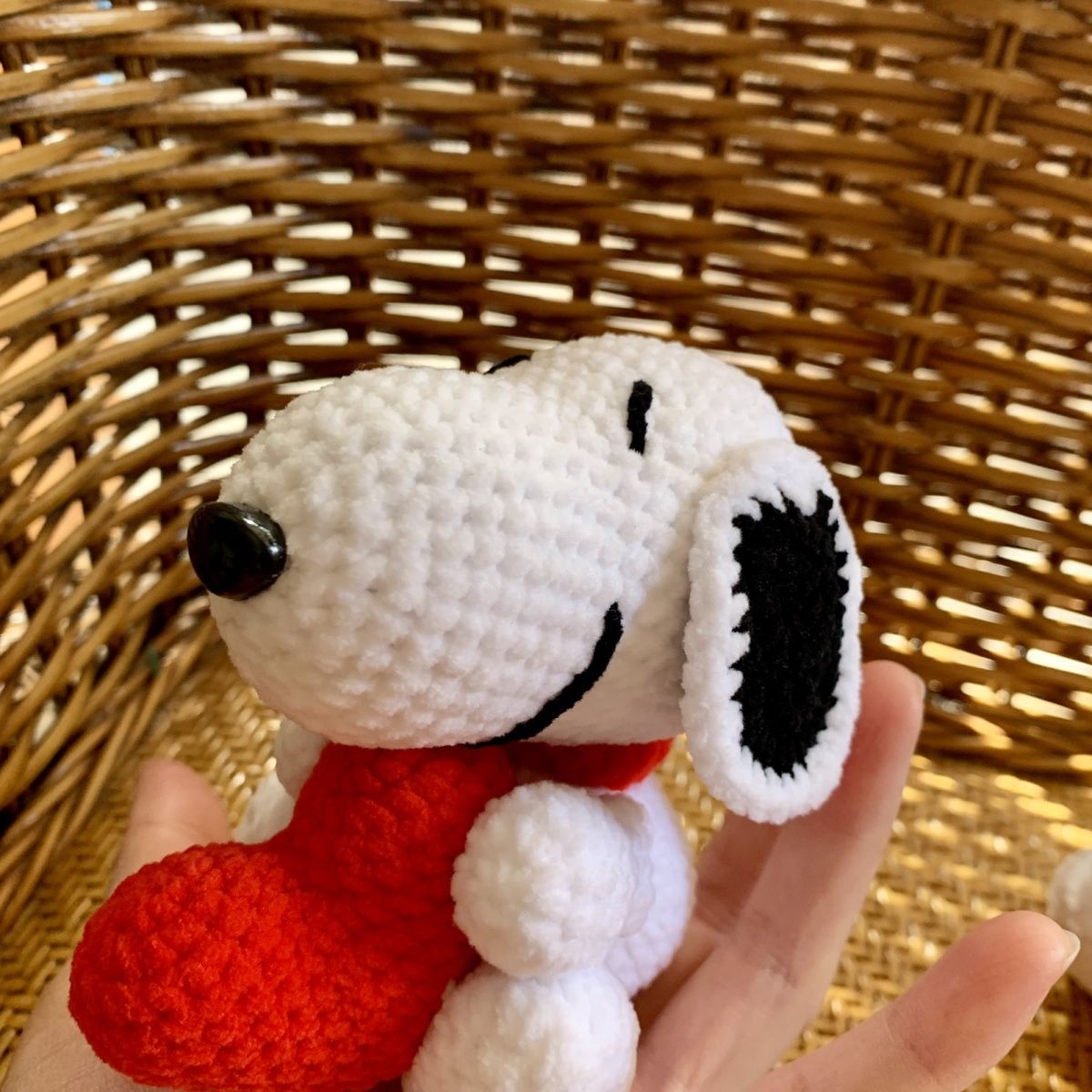 Handmade Crochet White Dog Plush | Cute Cartoon Dog with Red Collar - Image 7