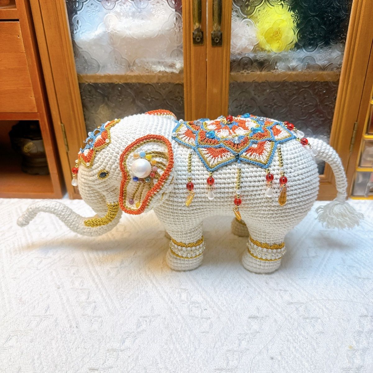 Luxury Handmade Crochet Elephant | Beaded Bohemian Home Decor & Collectible - Image 2
