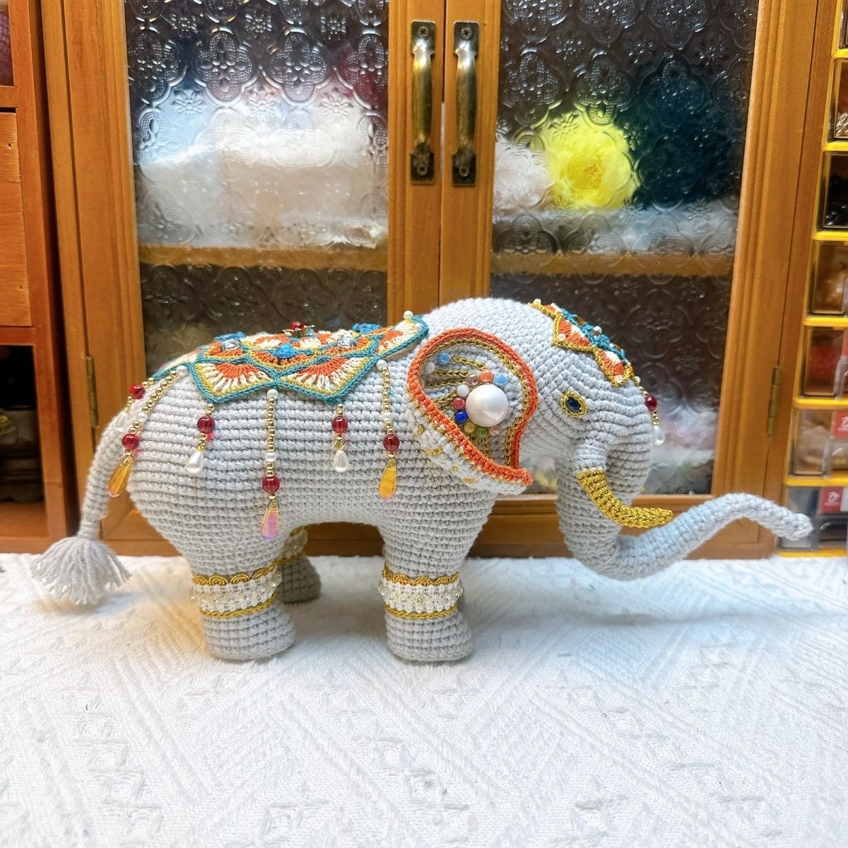 Luxury Handmade Crochet Elephant | Beaded Bohemian Home Decor & Collectible - Image 10