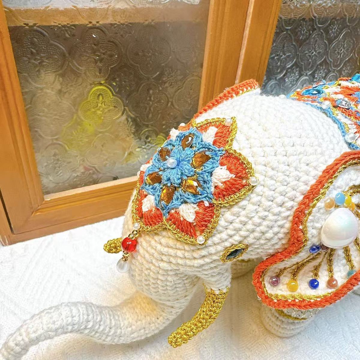 Luxury Handmade Crochet Elephant | Beaded Bohemian Home Decor & Collectible - Image 4