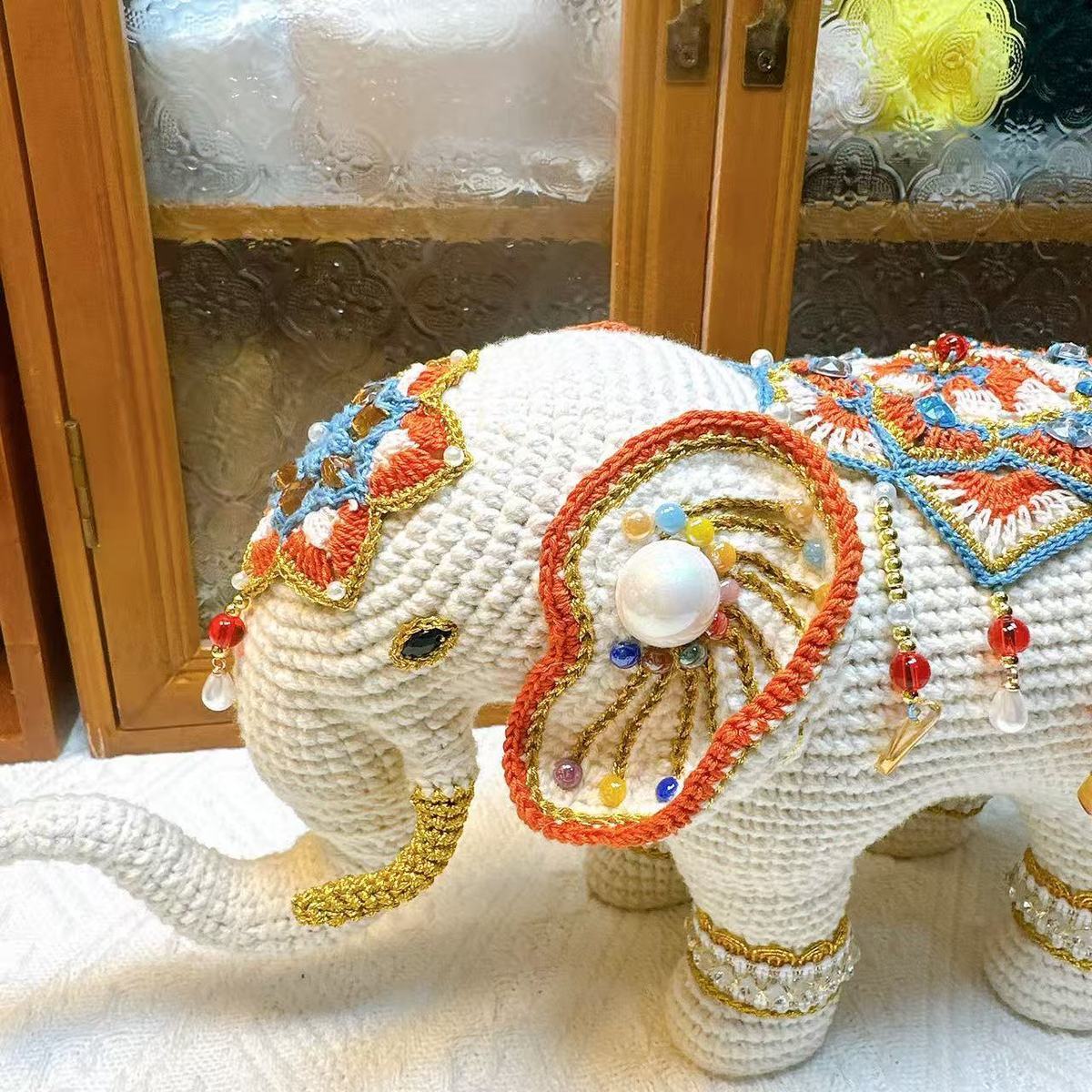 Luxury Handmade Crochet Elephant | Beaded Bohemian Home Decor & Collectible - Image 5
