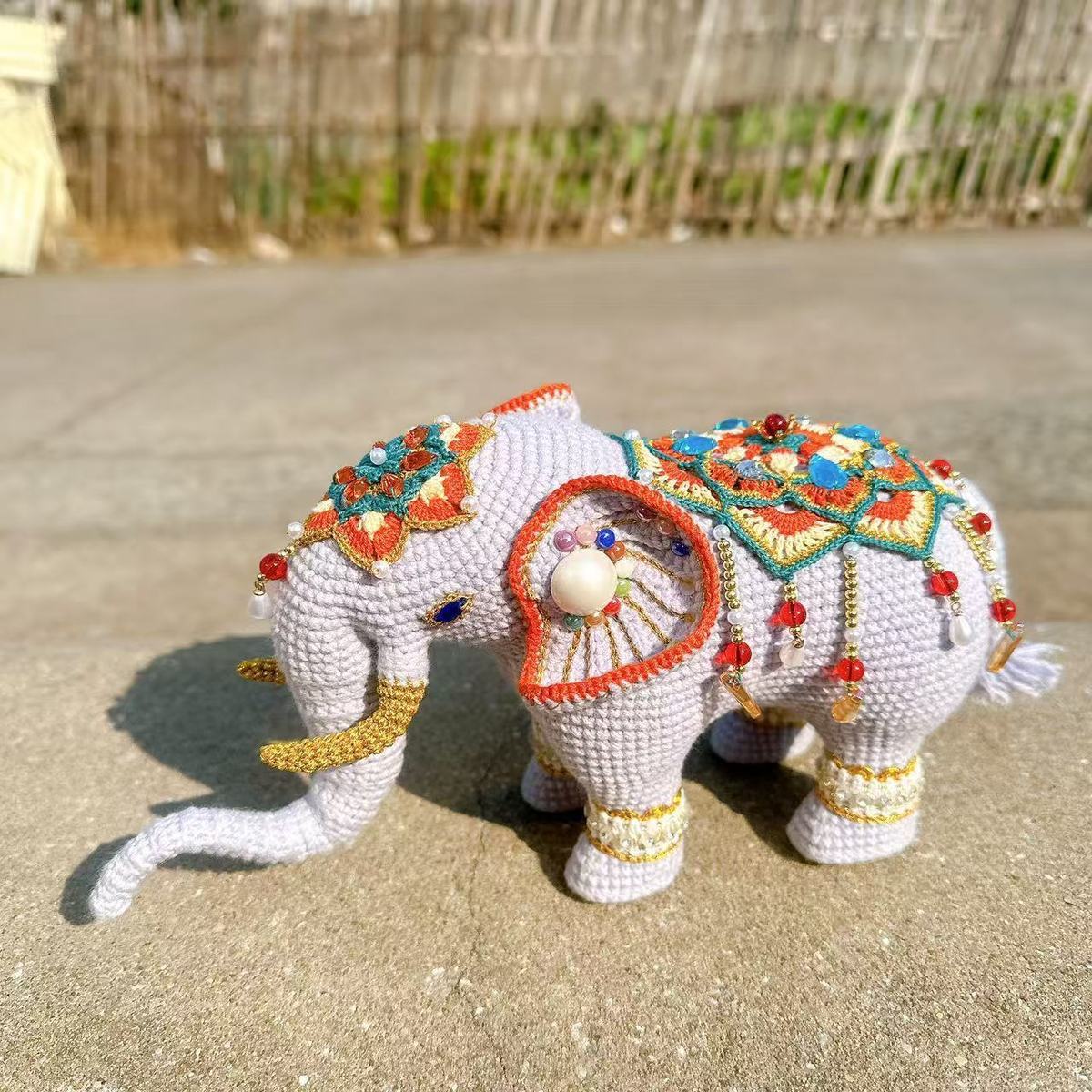 Luxury Handmade Crochet Elephant | Beaded Bohemian Home Decor & Collectible - Image 6