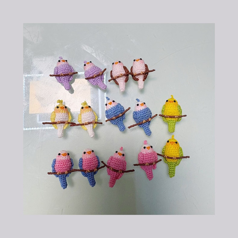 Mini Crochet Bird| Tiny Handmade Lace Yarn Bird Plush on Branch | 7 Colors | Custom Sizes Available - Image 2