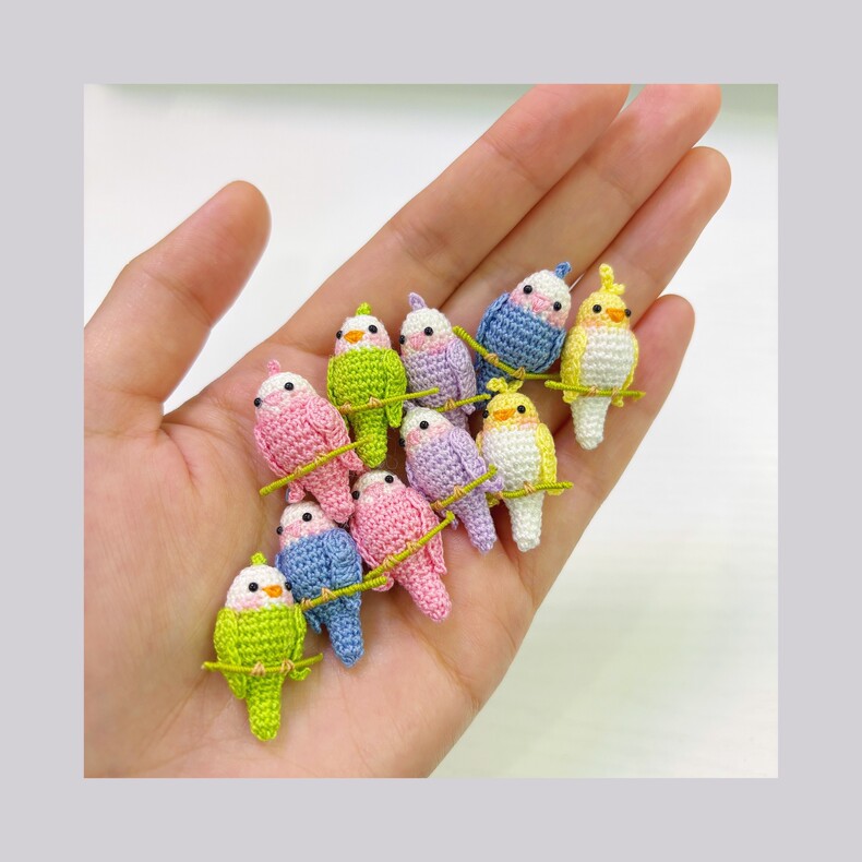 Mini Crochet Bird| Tiny Handmade Lace Yarn Bird Plush on Branch | 7 Colors | Custom Sizes Available - Image 6