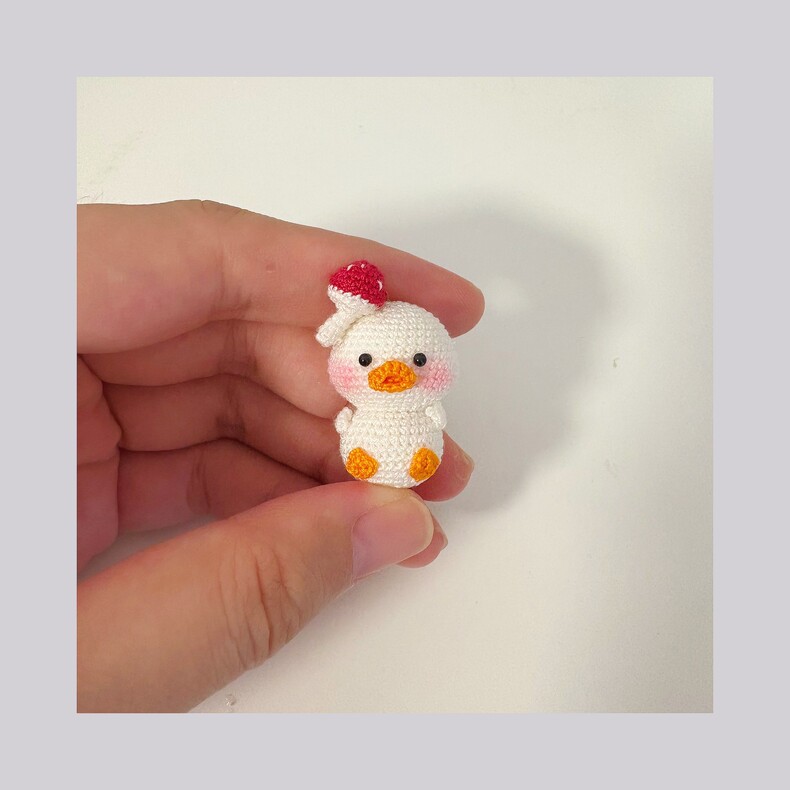 Mini Crochet Duck | Tiny Handmade Knitted Duckling with Hat | 3 Colors - Image 4
