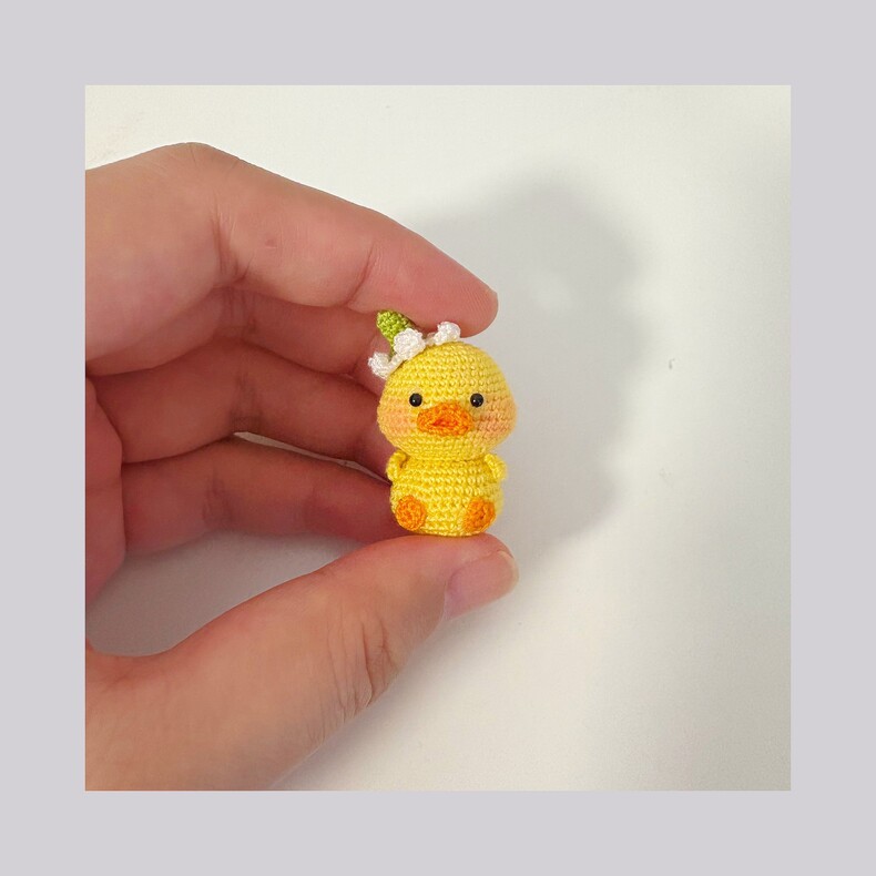 Mini Crochet Duck | Tiny Handmade Knitted Duckling with Hat | 3 Colors - Image 5