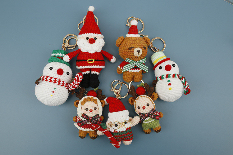 Amigurumi Christmas Keychain | Handmade Crochet Holiday Plush Dolls
